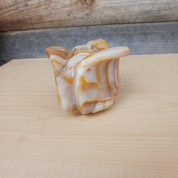 Vintage Carved Marble Onyx Stone Candle Stick Holder Tulip Flower Design - Picture 4 of 9